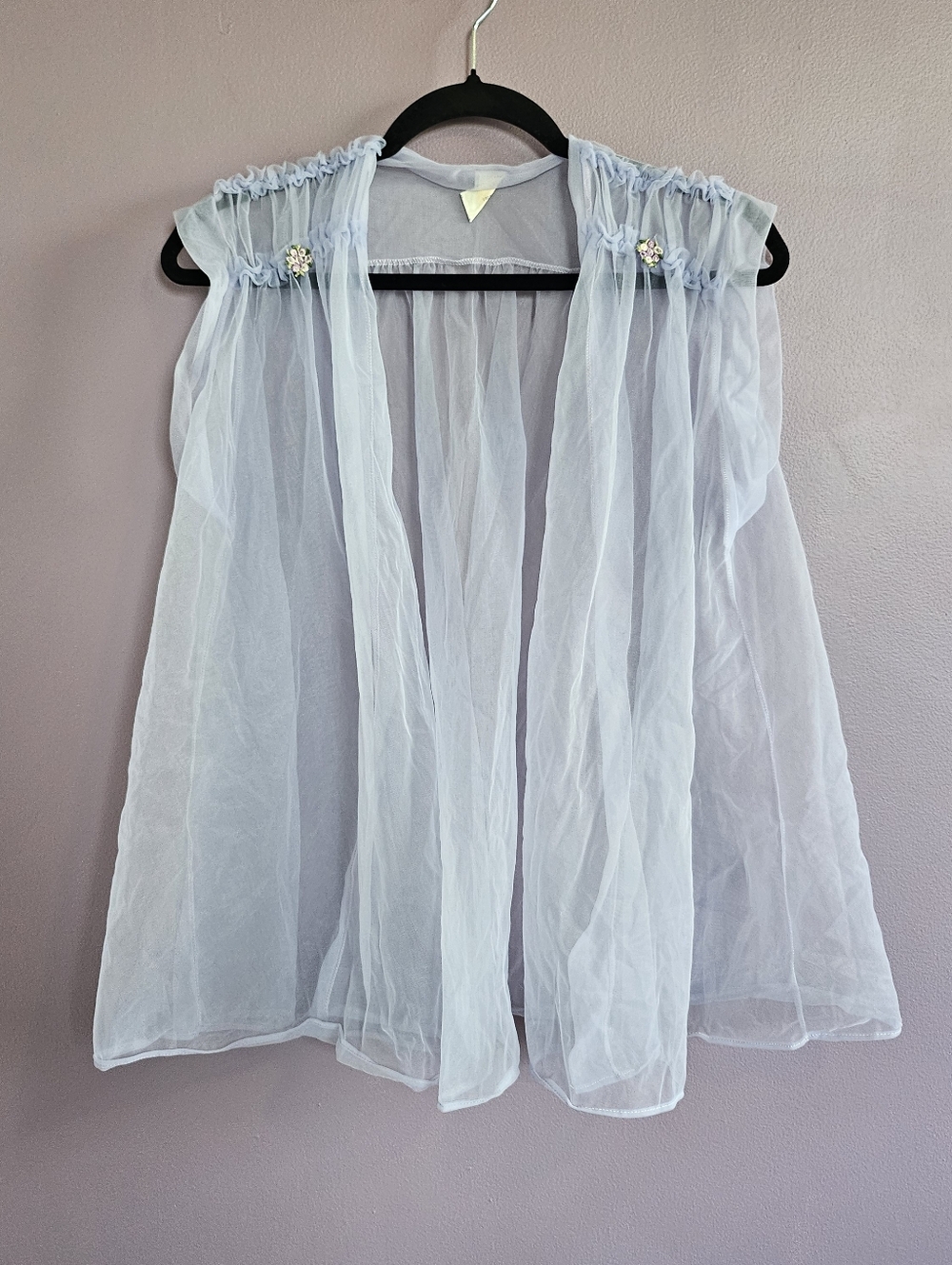 Vintage Chic Lingerie Co Purple Sheer Sleeveless Shabby Chic Peignoir Bed Jacket